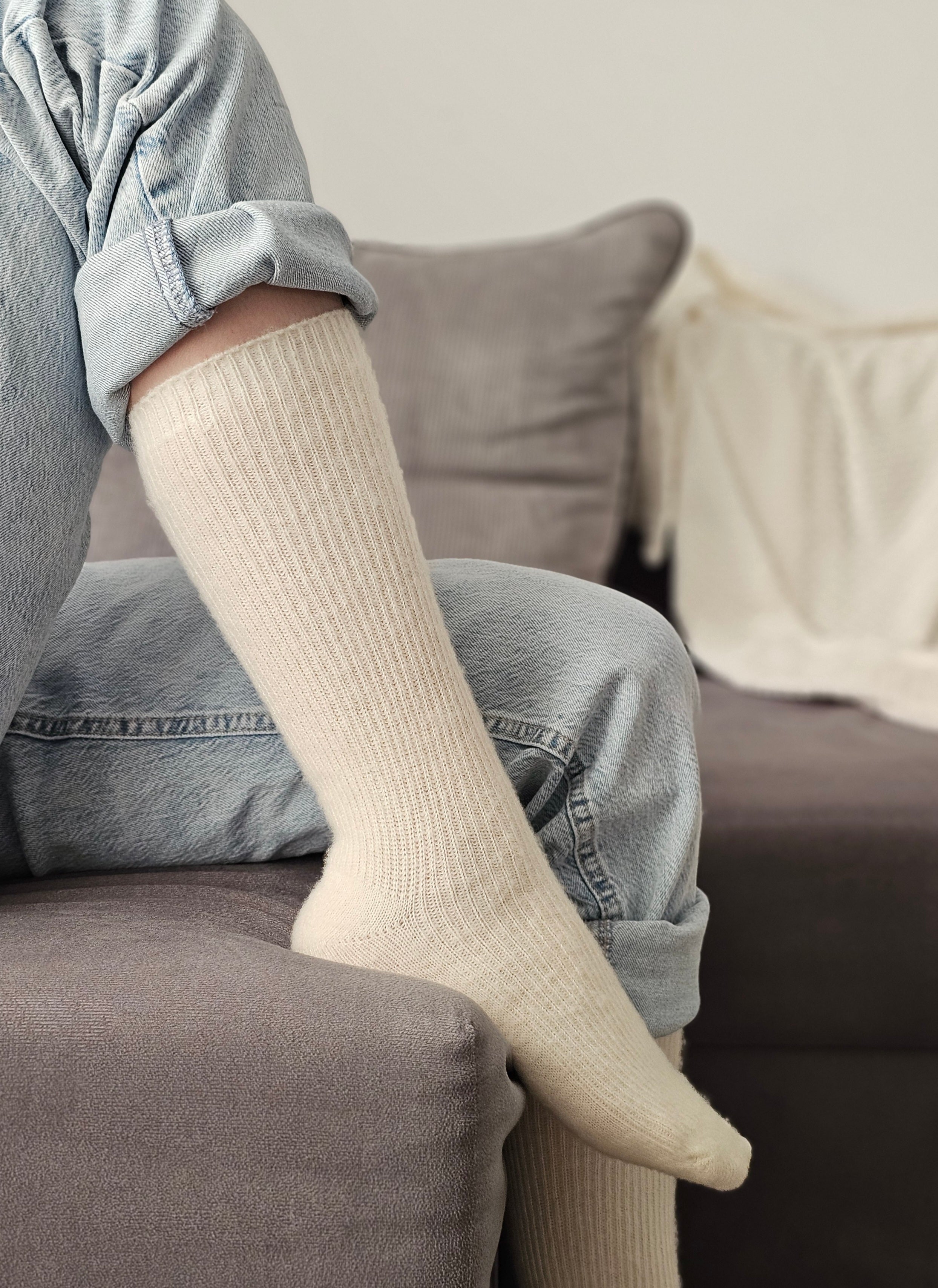 Skarpety wąski prążek 88% wełna merino