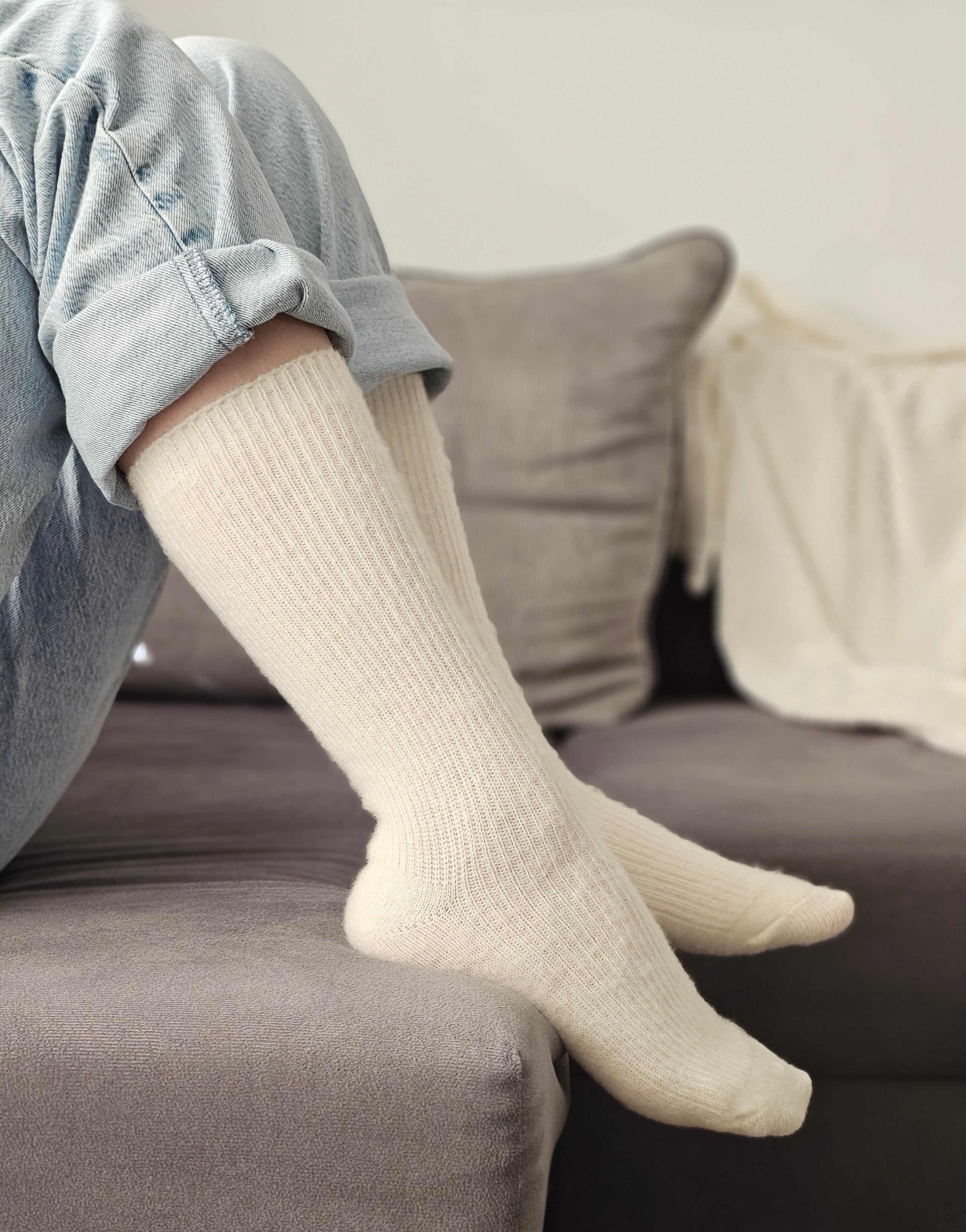 Skarpety wąski prążek 88% wełna merino